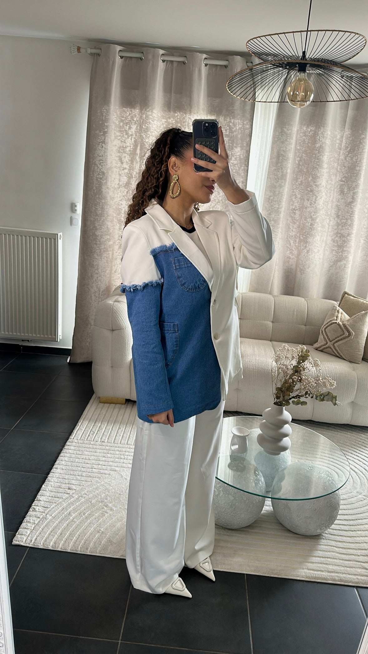 Ensemble blazer jeans/blanc