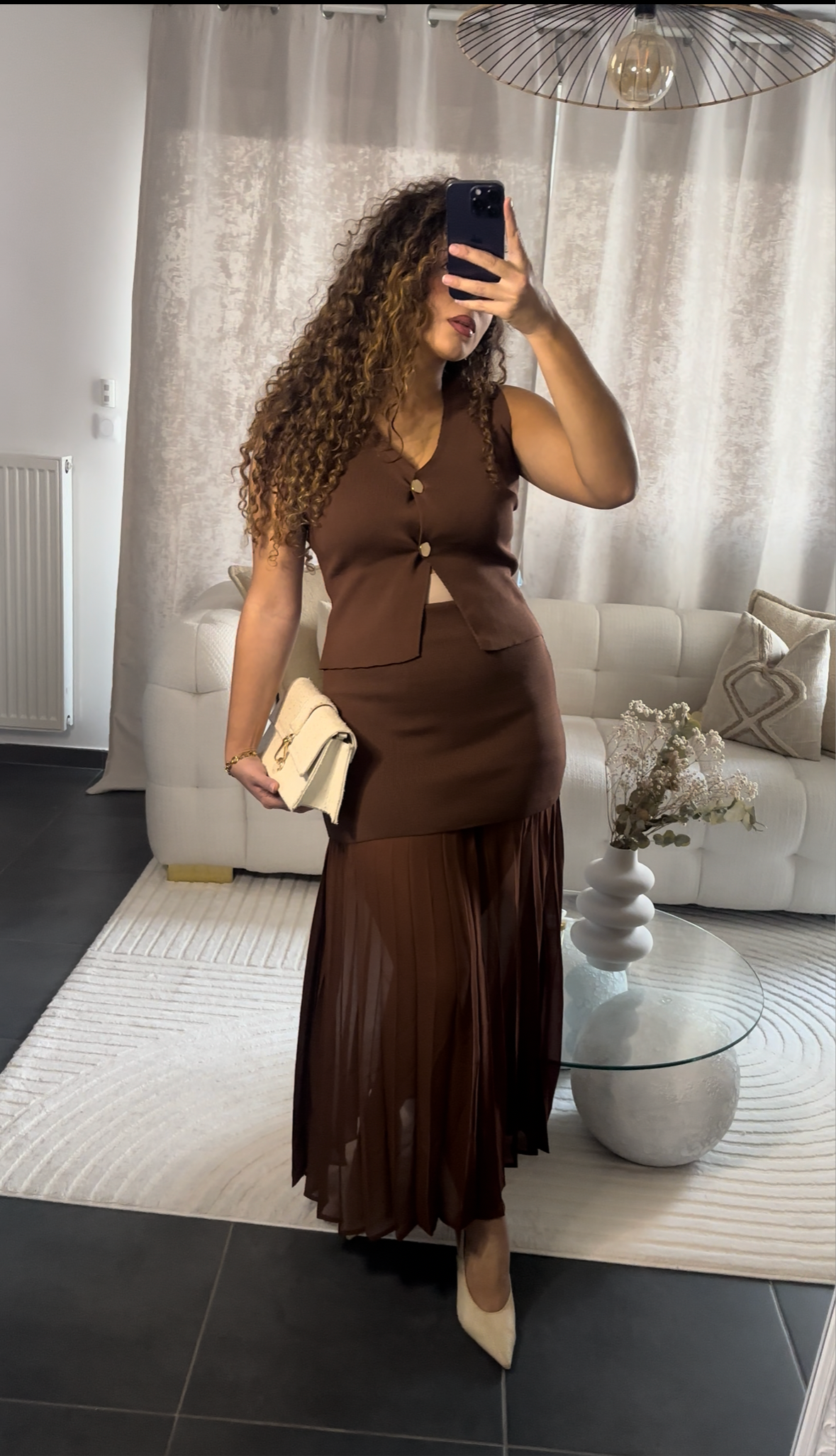 Ensemble gilet sans manche | Brown