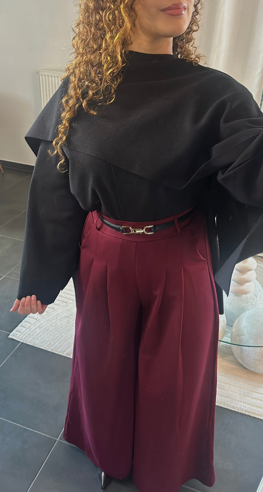 Pantalon large bordeaux