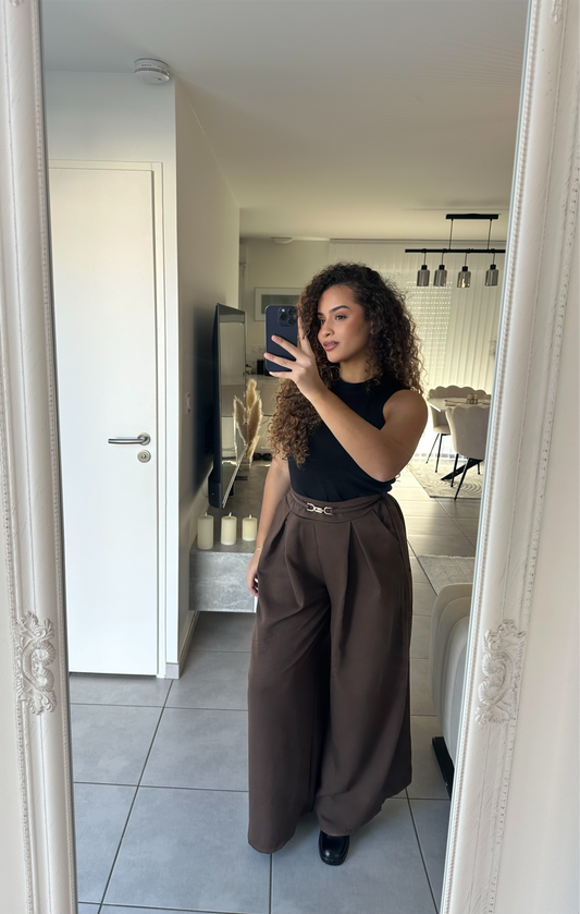 Pantalon large marron